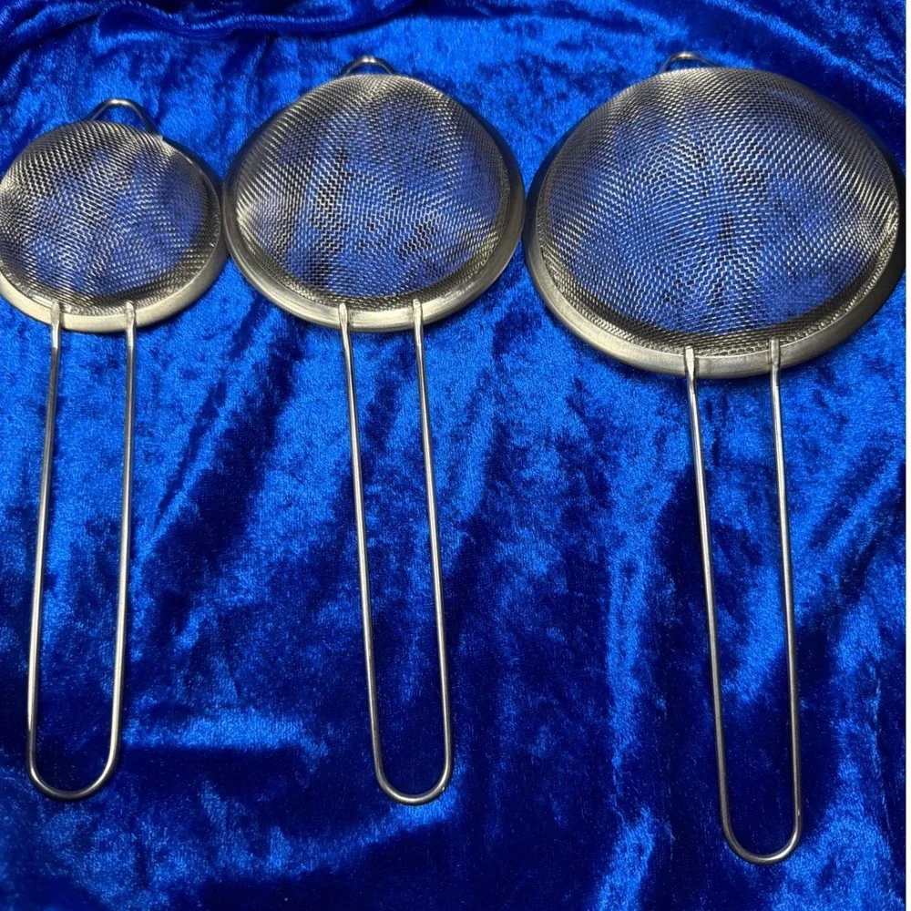Nesting Mesh Strainer Set 3pc Silver Stainless Steel Kitchen Essentials VeryNice